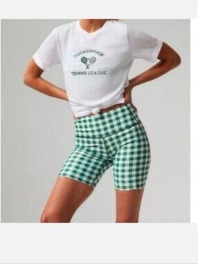 Tuckernuck Trellis 6" Ava Biker Shorts Gingham Size L Large Picnic Summer Resort